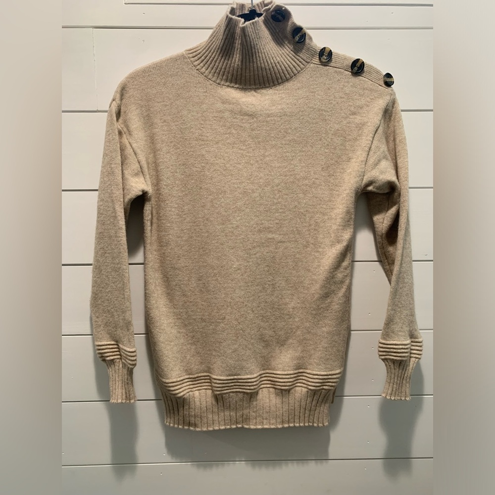 Poof Apparel, Size small, Beautiful brown sweater with button collar.